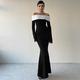 Women Dresses Long Sleeve Slim Fit Sheath Long Dress