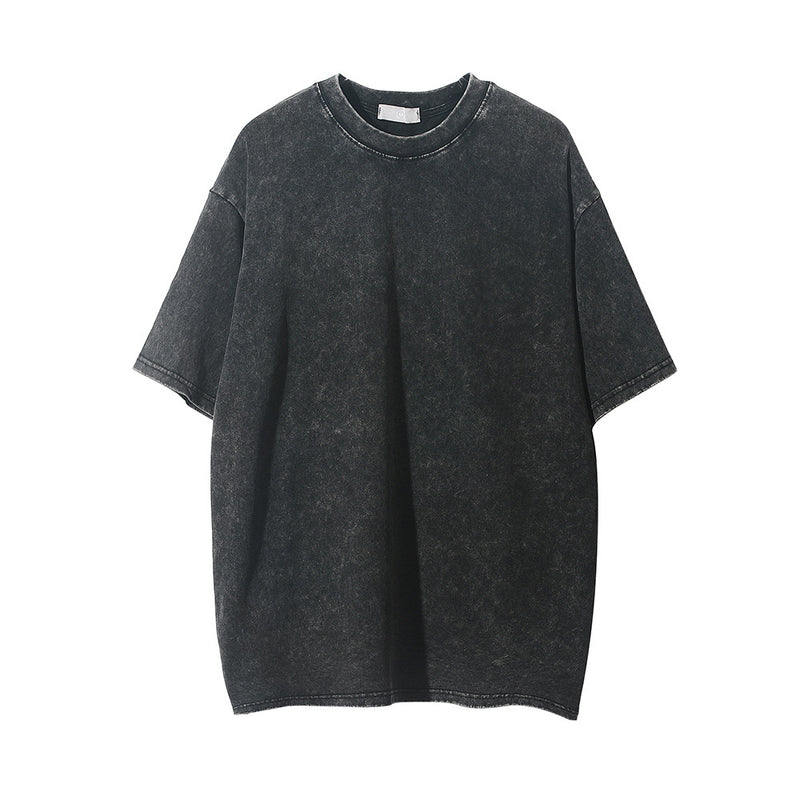 Men Vintage T-Shirt Short-Sleeved T-shirt Men's Loose Batik Washed and Worn