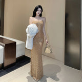Women Dresses Mesh Camisole Dress Autumn and Winter Slim Fit Skirt