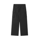 Men Sweatpants Multi-Pocket Wide Leg Trousers Men's Loose Solid Color Pleated Straight-Leg Pants