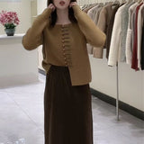 Women Knitwear Autumn Winter Retro round Neck Sweater Women's Knitted Cardigan