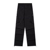 Men Sweatpants Mechanical Style Pleated Workwear Casual Pants Baggy Pants Straight-Leg Trousers