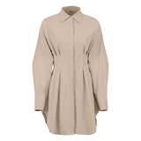 Women Dress Shirt Dress Autumn and Winter Long Sleeve A- line Dress