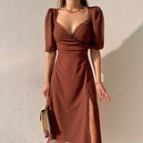 Women Dresses Summer Elegance Shu Slit Dress (Bla0420)