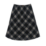 Women's Long Skirt Plaid A- line Skirt Women's Summer Casual Loose Bow Skirt