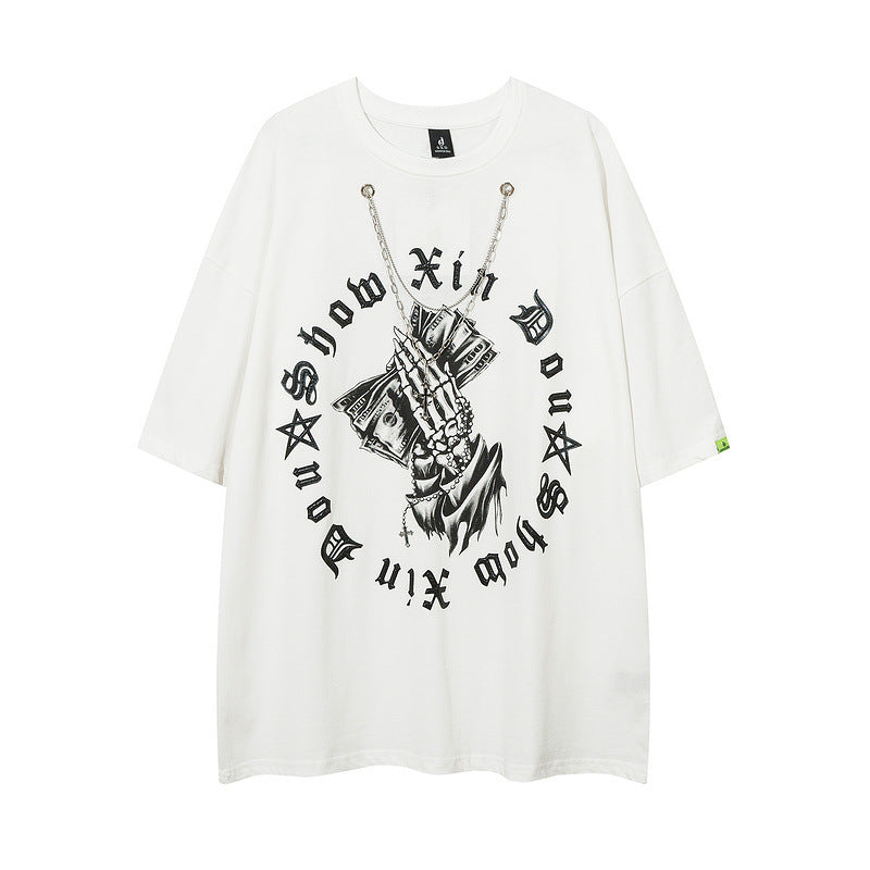 Men T Shirt Vintage Printed Oversize Short Sleeve T-shirt