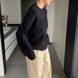 Women Winter Knitted Sweater round Neck Thick Sweater Autumn and Winter Loose-Fitting Long Sleeve Sweater 8t3120