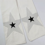 Men Sweatpants Five-Pointed Star Embroidered Slacks Loose Wide-Leg Pants Elastic Waist Mop Pants Trousers