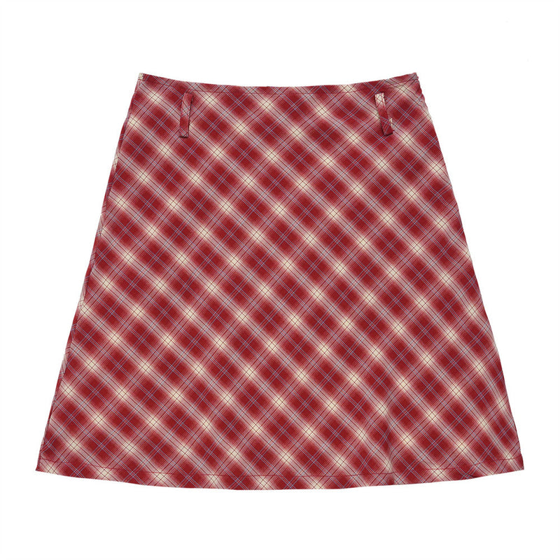 Women Skirt Plaid A- line Dress Girls Casual Embroidered Skirt
