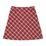 Women Skirt Plaid A- line Dress Girls Casual Embroidered Skirt