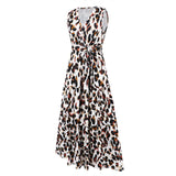 Women Date Dress Summer Leopard Print Maxi Dress