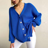 Ladies Leisure Knitwear Loose Knitted Sweater Women Casual Solid Color Autumn and Winter Cardigan