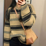 Women Knitwear Autumn and Winter Striped round Neck Sweater Sweater