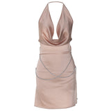 Women Dresses Spring and Summer Sexy Backless Chain Slim Sheath Dress