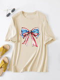 Summer Crew Neck Loose T-Shirt Bow Printing Loose