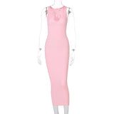 Women Dresses Sexy Dress Summer Sexy U Collar Sleeveless Slim Fit Skirt