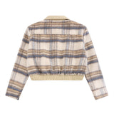 Women Jacket Plaid Coat Women's PU Leather Lapel Zipper Cardigan Jacket