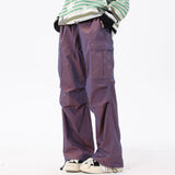 Men Sweatpants Workwear Paratrooper Pants Men's Pleated Wide Leg Straight Trousers Drawstring Sports Casual Pants