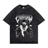 Chainsaw Man Washed Old Retro T-Shirt Street Casual Summer Short Sleeve