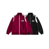 Unisex Jacket Retro Patchwork Coat Loose Lapel Sports Jacket