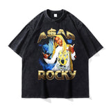 Asap Rocky T Shirts MADARTIST Asap Rocky Washed Old T-Shirt Vintage Short Sleeve