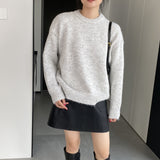 Women Winter Knitted Sweater round Neck Sweater Autumn and Winter Loose-Fitting Long Sleeve Sweater Q731