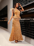 Harlem Nights Outfits Sexy Sequined Tassel Trailing Banquet Dress Hip Skirt