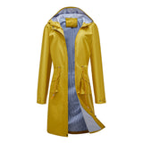 Women's Trench Coat Autumn Long Casual Trench Coat Women's Waterproof Hooded Straight Coat