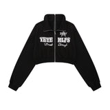 Women Jacket Printed Cardigan Jacket Autumn Leisure Stand Collar Short Jacket