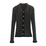 Women Sweater Knit Wear Lapel Knitted Top Autumn Long Sleeve Sweater Cardigan