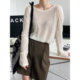 Women T Shirt Long Sleeve Sun Protection T-shirt Summer Loose Thin round Neck Pullover Blouse