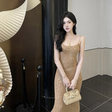Women Dresses Mesh Camisole Dress Autumn and Winter Slim Fit Skirt