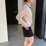 Women Cardigan Sweater Winter Cardigan Lapel Loose Button Sweater X3057