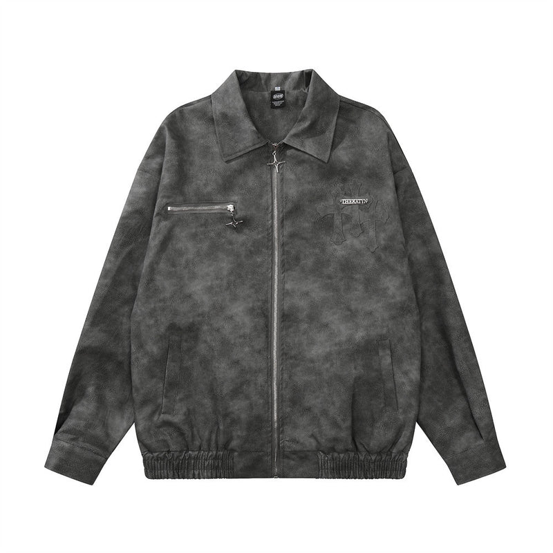 Men Jacket Coat Pu Leather Jacket Men's Cross Zipper Stitching Biker's Leather Jacket