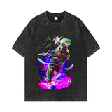 Retro washed old cotton t-shirt men's ONE PIECE loose short sleeves