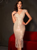 Women Evening Gown Sexy Retro Slim-Fit Sequined Dress