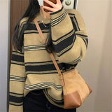 Women Knitwear Autumn and Winter Striped round Neck Sweater Sweater