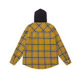 Unisex Jacket Autumn Two-Way Plaid Hooded Shirt