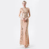 Flappers 1920S Dress Sequins Dress Temperament Deep V-neck Slim-Fit Dress