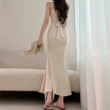 Women Dresses Bow Summer Bra Top Long Skirt Hip Skirt Sexy
