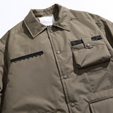 Unisex Winter Cotton Coat Three-Dimensional Pocket Decoration Lapel Cotton-Padded Coat Retro Workwear Shirt Cotton-Padded Jacket