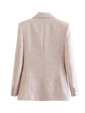 Women Suits Autumn Leisure Textured Double Breasted Blazer