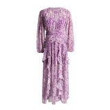 Women Dresses Spring round Neck Long Sleeve Flounced Skirt (Qymy0409)