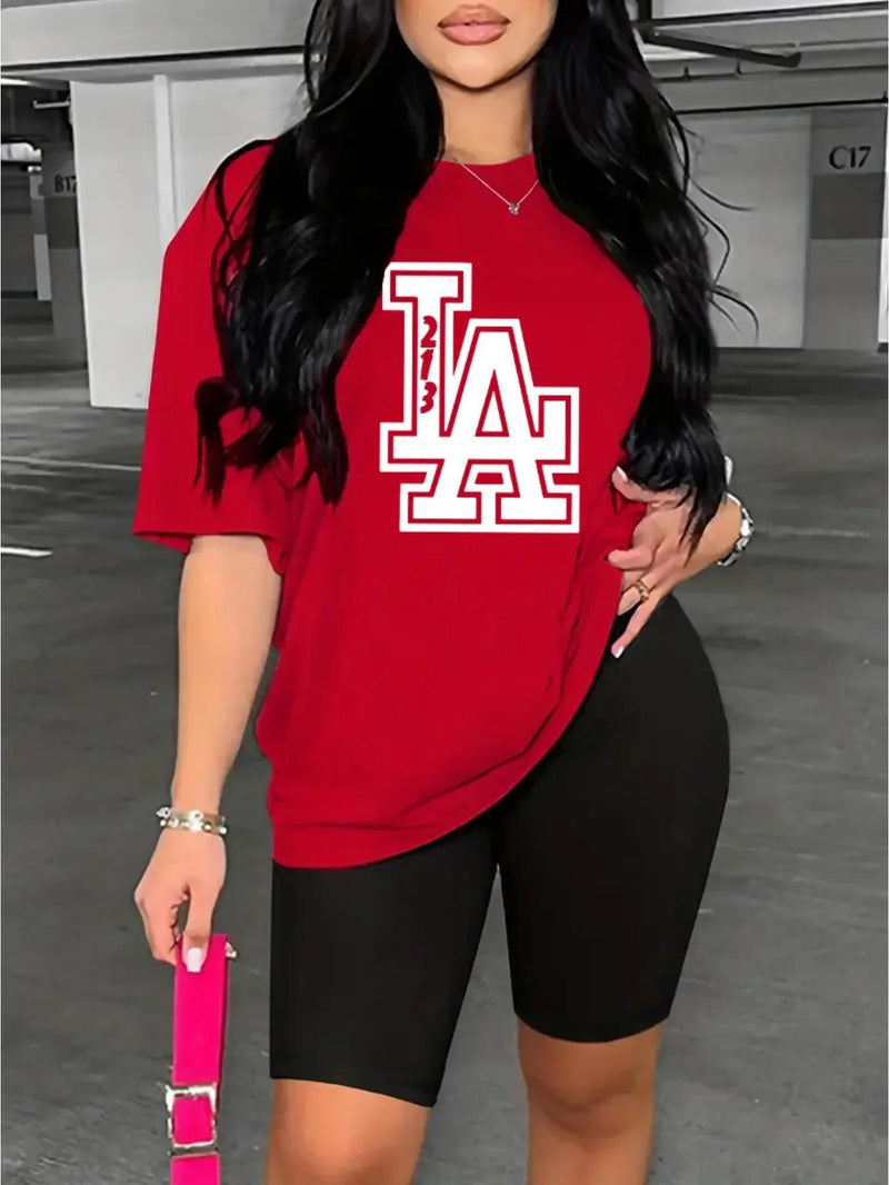 Casual Sports Short Sleeve T-shirts, Simple Letter Print