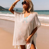 Women Knit Beach Cover Summer Beach Dress Female Sexy Knitted Hollow Beach Bikini Swimsuit Blouse