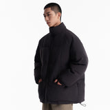 Unisex Winter Cotton Coat Stand Collar down Jacket Japanese-Style Retro Pockets down Jacket