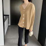 Women Cardigan Sweater V-neck Long Sleeve Cardigan 8t3122