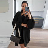 Ladies Leisure Knitwear Loose Knit Mid-Length Sweater Cardigan