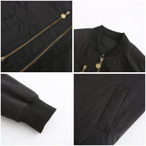Women's Trench Coat Spring and Autumn Bomber Jacket Women's Zipper Decorations Rib-Knit Cuff Quilted Women's Jacket