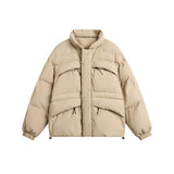 Unisex Coat Winter Detachable Cap Zipped Cotton-Padded Jacket